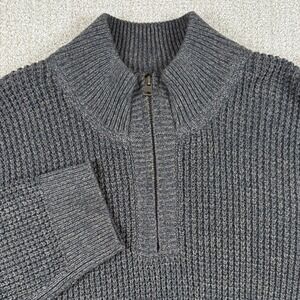 LL Bean Men's 2XLT Gray Heavy Knit 1/4 Zip Organic Cotton Sweater 508975